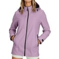 thumbnail image 2 of TrendOFT Women's Softshell Jacket with Hood Lined Warm Lightweight Waterproof Insulated Windbreaker Purple L, 2 of 7
