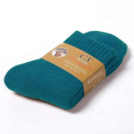 

Men s and women s winter warm solid color thickened wool mid-thigh socks