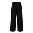 thumbnail image 4 of Army Green Palazzo Pants Women Flowy Casual High Waist Wide Leg Lounge Cruise Beach Vacation Boho Trousers with Pockets 27" 38" Inseam, 4 of 6