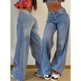 thumbnail image 2 of EMMIOL Women's Wide Leg Jeans Mid Rise Baggy Jeans Y2K Vintage Straight Leg Boyfriends Denim Pants Fall Casual/Street Clothes, 2 of 6