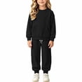 thumbnail image 5 of XAOFW Girl Outfits Long Sleeve Solid Color Sweatshirt Jogger Sweatpants Little Girls Fall Winter Cozy Clothes Sets 14-15 Years, 5 of 9