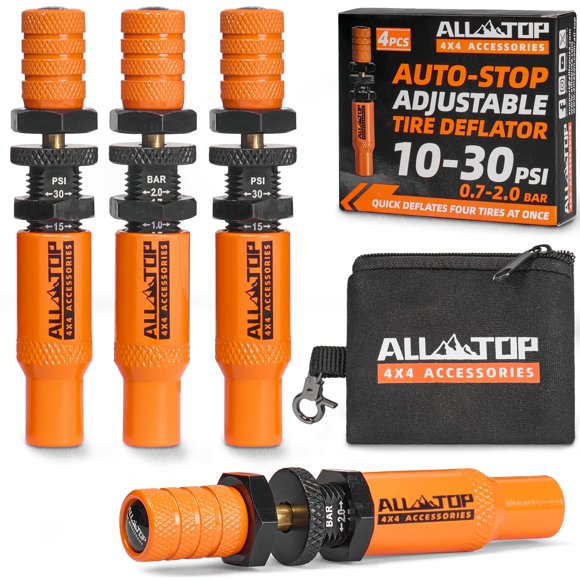 Kit de desinfladores de neumáticos ALL-TOP con auto-stop ajustable 10-30 PSI, 4 piezas