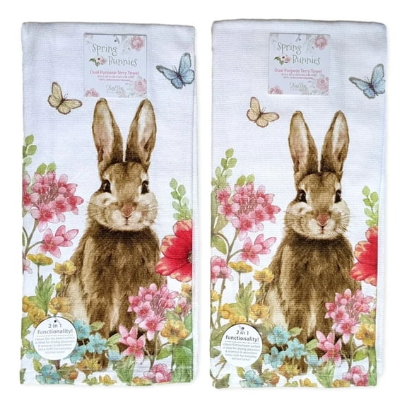 Kay Dee Designs Garden Bunny Floral Terry Kitchen Towels, 2 Count