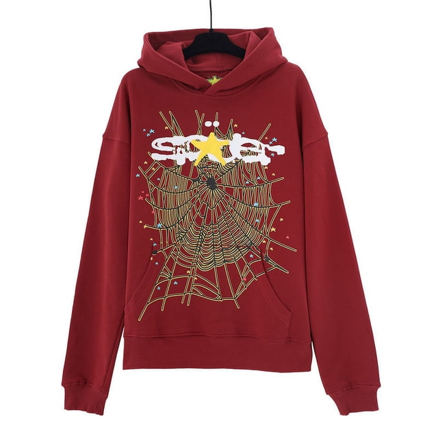SP5DER Sweat à Capuche Imprimé Toile d'Araignée Tendance Grande Taille Ample pour Hommes et Femmes