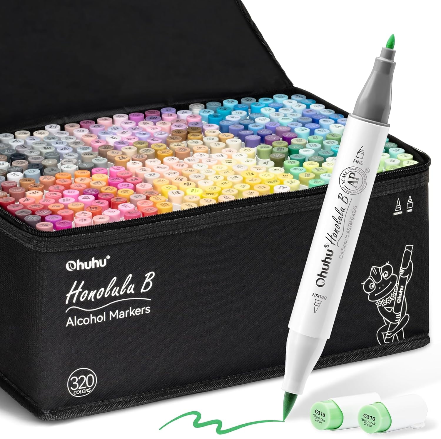 Ohuhu Alcohol Markers 320 Colors - Brush & Chisel Double Tipped