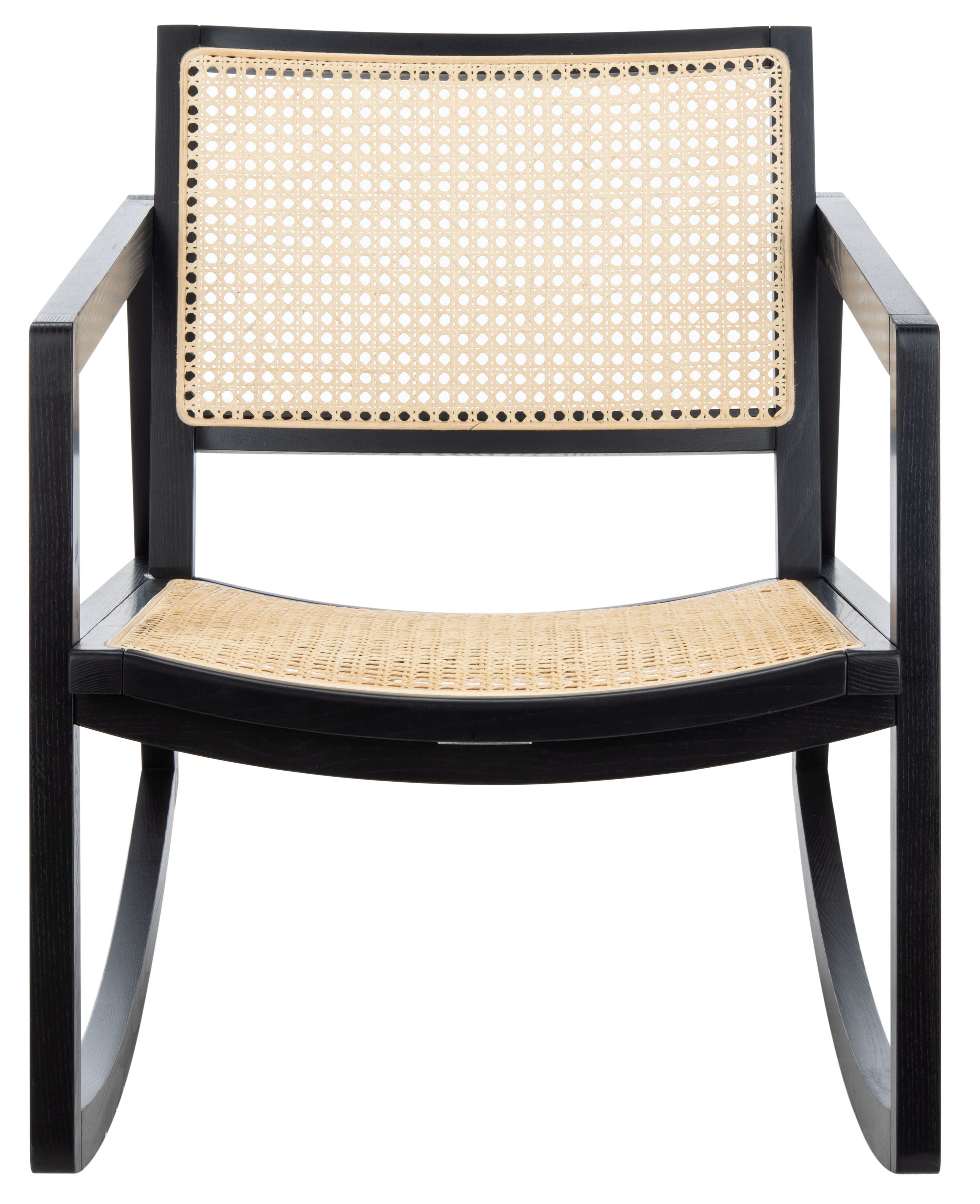 SAFAVIEH Couture Perth Coastal Solid Rattan Rocking Chair, Black/Natural