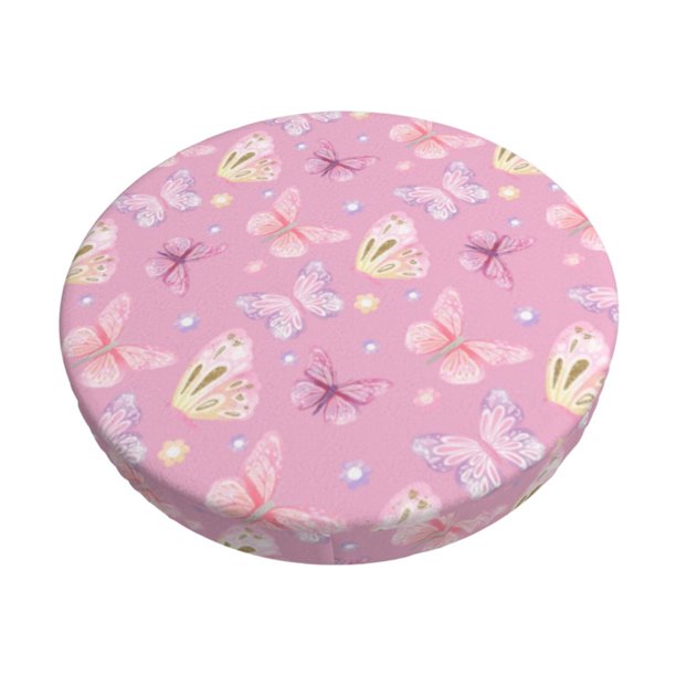 Disketp Butterfly 1 Funda Redonda para Taburete, Funda de Cojín para Silla de Bar Suave y Elástica-14 inch