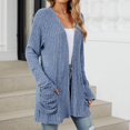 thumbnail image 5 of BXINGOHAI Solid Cardigan for Women Brushed Stripe Long Sleeve Coat Loose Open Front Sweater Fall Winter Casual Outdoor Coats With Pockets Today Blue,XXL, 5 of 6