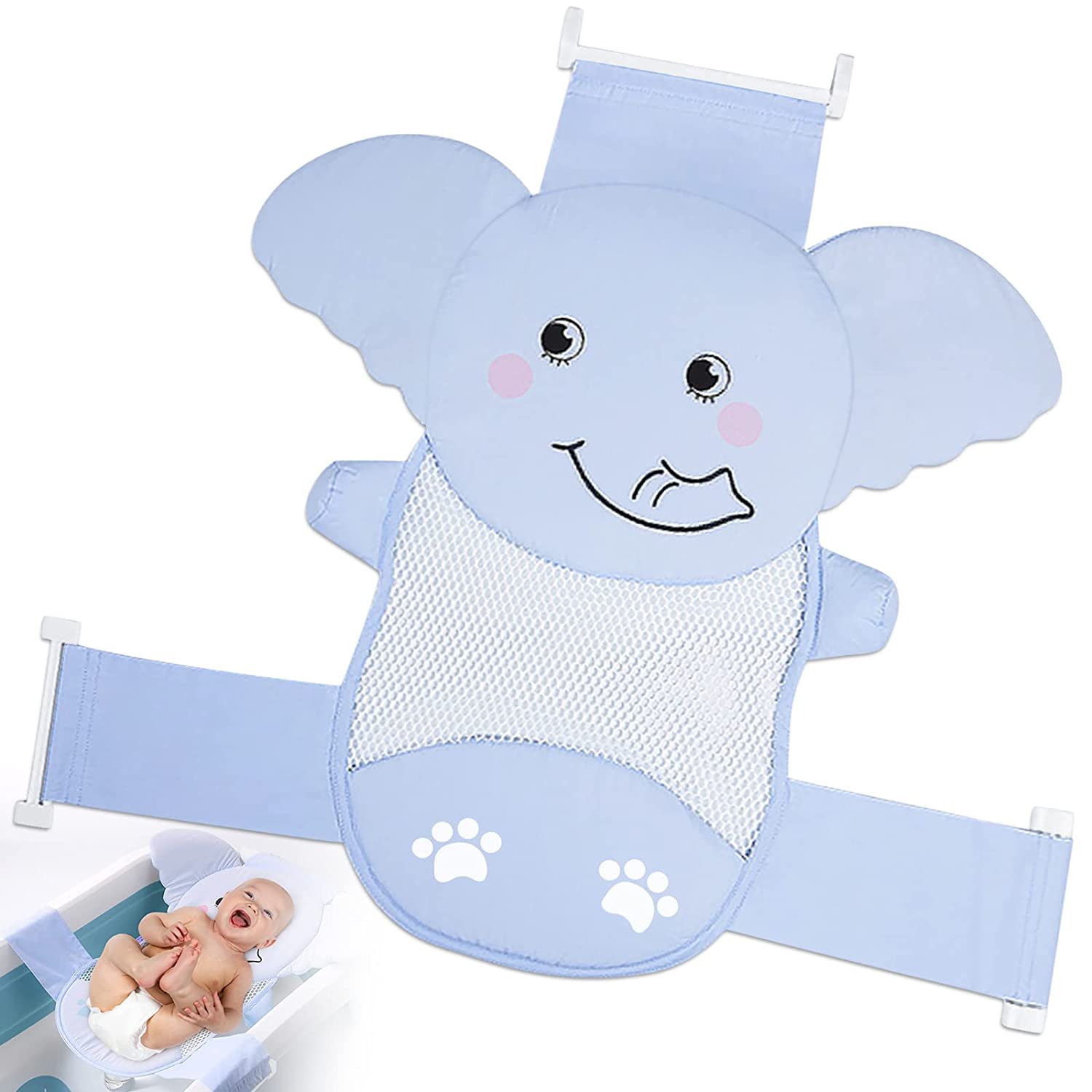 Tesnn Filet De Soutien Pour Siege De Bain Pour Bebe Sechage Rapide Reglable Confortable Antiderapant Filet De Douche Pour Baignoire Pour Bebe Avec Coins De Soutien De Securite Elephant Bleu Walmart