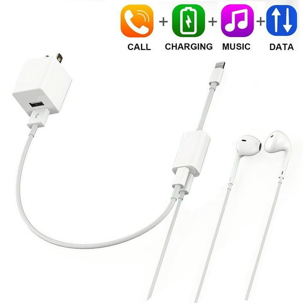 Double adaptateur Lightning pour iPhone 7/7 Plus, séparateur d'adaptateur  Lightning 1 à 2 m/femelle, Audio + Charge, données de synchronisation pour  écouteurs 