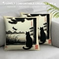 thumbnail image 3 of QZHH Farmhouse Decorative Outdoor Throw Pillow Covers for Couch Sofa Bed Vintage Cat and Dragonfly Traditional Japanese Ink Painting Pillow Cover Modern Decor Pillow Case, 3 of 5