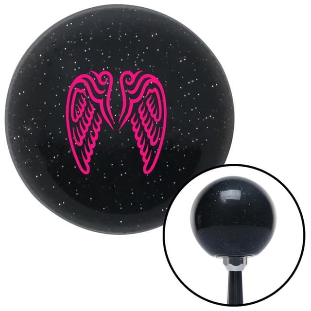Pink Angel Wings Black Metal Flake Shift Knob with M16 x 1.5 Insert Shifter Auto