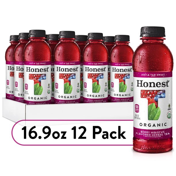 Honest Berry Hibiscus Flavored Herbal Tea-KO Bottles, 16.9 fl oz, 12 Pack