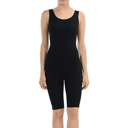 7wins women catsuit cotton lycra tank bermuda short yoga bodysuit jumpsuit (small, black)