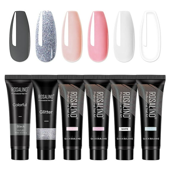 6pcs Poly Builder Uv Gel Quick Building Nail Tips Finger Extension Nails Art