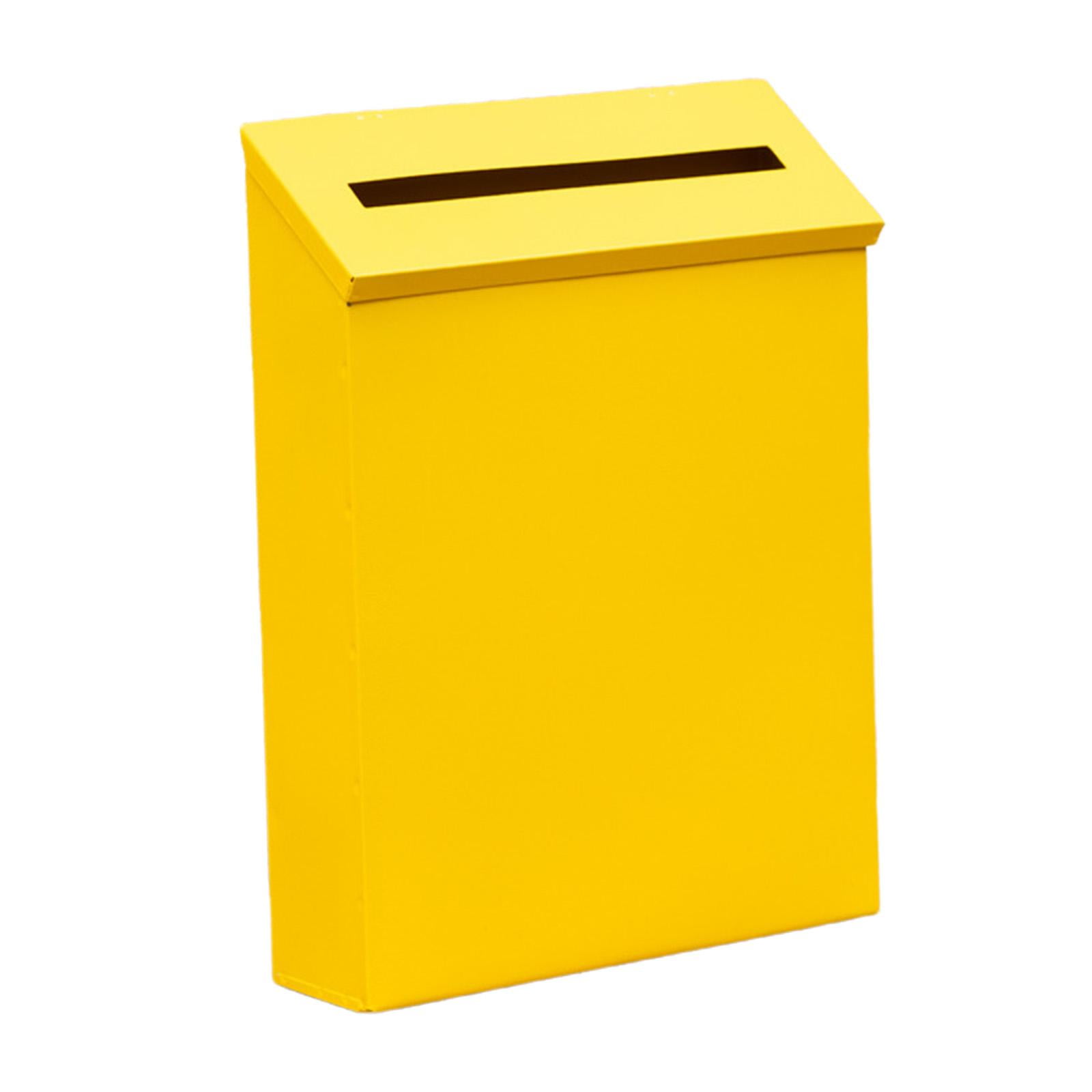 Wall Mount Mailbox Drop Box Newspaper Holder Box Decorative Rainproof Letterbox Metal Postbox for Home Office Outdoor Gate Decoration Yellow