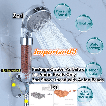 8.5" S 10" L High pressure shower head,Bathroom Booster SPA Anion Water-saving Handheld Rain Shower Head Nozzle