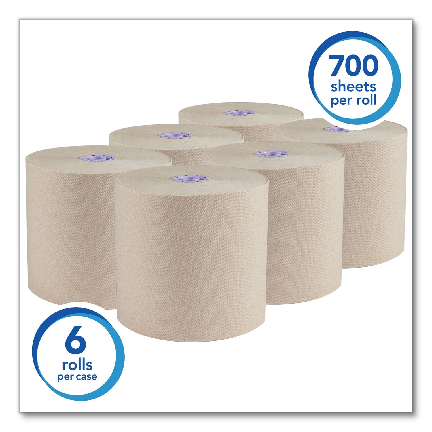 Scott Essential 100% Recycled Fiber Hard Roll Towel, 1.75" Core, Brown, 8" x 700 ft, 6/Carton