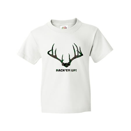 Inktastic Rack Em Up! in Camo Youth T-Shirt