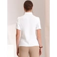 thumbnail image 3 of Camisa con botones para mujer 2023 Blusa de manga corta con ribete en contraste blanco XL, 3 of 6