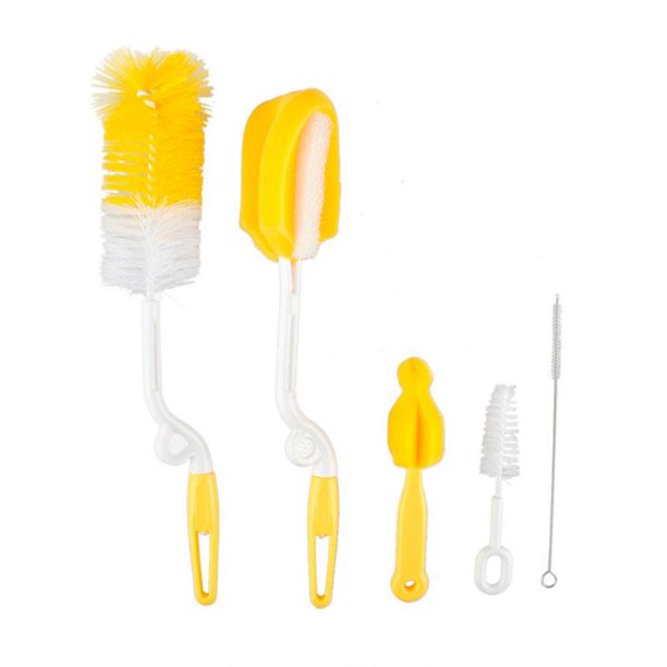 5pcs/set Baby Milk Bottle Brush Nipple Brush 360degree Rotating Head