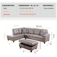 thumbnail image 2 of PonLiving Faux Leather 3 Piece Sectional Sofa Couch Set, L-Shaped Modern Sofa with Chaise Storage Ottoman and Pillows for Living Room Furniture, 2 of 5