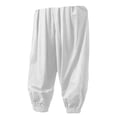 thumbnail image 4 of Cargo Pants for Men Baggy Harem Pant Hippie Beach Yoga Casual Drop Crotch Trouser White 4XL, 4 of 4