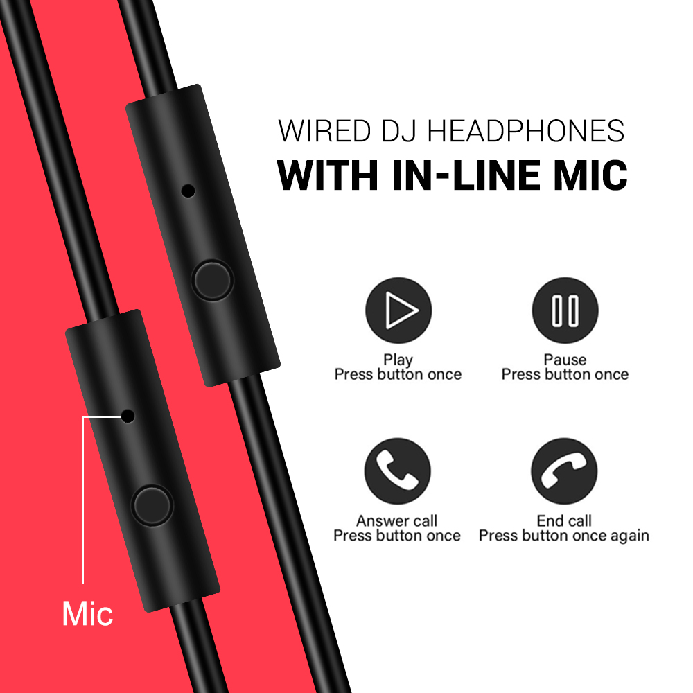 OneOdio Pro-10 Over-Ear Headphones with Dual Plugs, Red photo 7