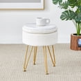 thumbnail image 5 of Home Round Velvet Storage Ottoman & Tray Top Coffee Table,White Foot Rest Stool, 5 of 7