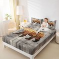 thumbnail image 4 of Homewish Safari Animal Bear Twin Sheet Sets,Rustic Pine Tree Twin Fitted Sheet,Orange Gray Flat Sheet For Boys Kids,Breathable Home Decor,3 Pieces, 4 of 7