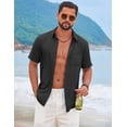 thumbnail image 5 of COOFANDY Men's Short Sleeve Casual Button Down Shirts Summer Beach Wedding Textured Linen Shirt for Men, 5 of 7