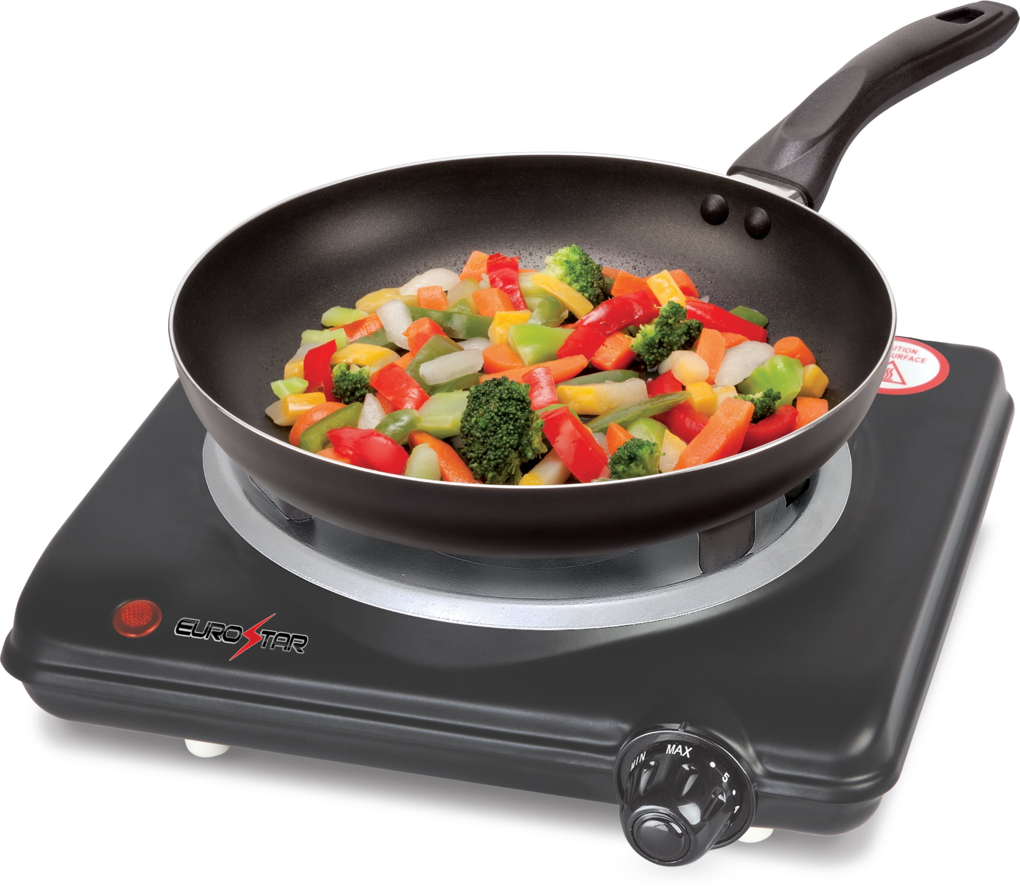 EUROSTAR ES101BK Single Burner With Spiral Plate, Black