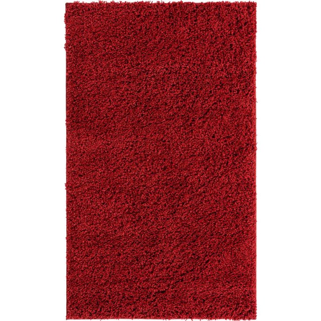 Unique Loom Everyday Shag Plush Area Rug 3' 3 x 5' 3 Rectangle in Cherry Red