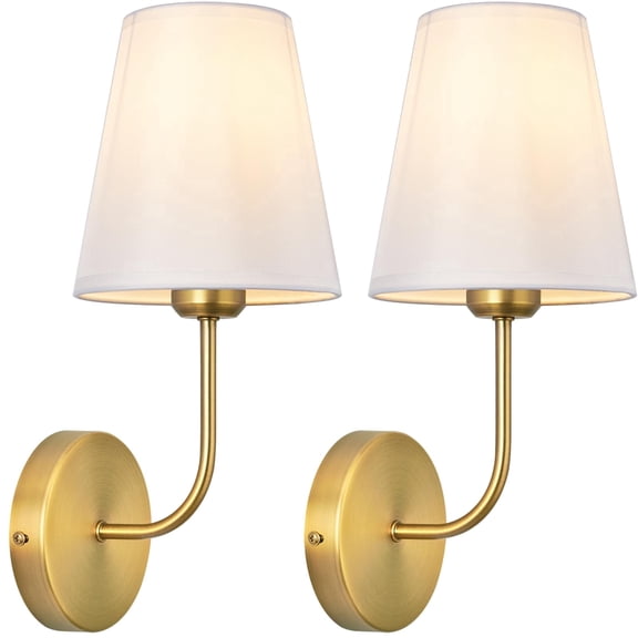 Finedea Wireless Rechargeable Fabric Wall Light, with Remote & Touch Control, 3Color Temperatures Stepless Dimming, Battery Operated Wall Mounted Lamp with Timer for Bedroom Living Room, Gold, 2PACK