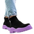 thumbnail image 3 of Platform Boots Knitted Sock Women Shoes Woman Slip On Women's Boots 2023 New Ankle Boots Flat Punk Winter Shoes Botas Mujer, 3 of 4