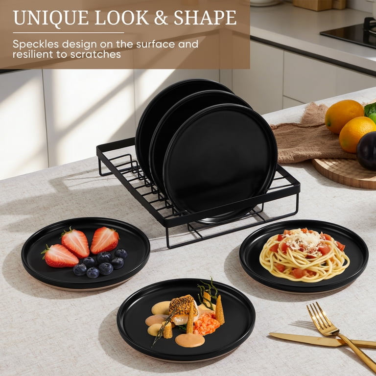 Vesteel Handcrafted Dinner Plates, Matte Black, Set of 6 photo 4