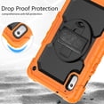thumbnail image 6 of ELEHOLD Rugged Hybrid Case for Lenovo Tab M9 (2023) 9.0" Three-Layer Protection with Built-in Screen Protector 360° Rotating Kickstand Handstrap Adjustable Shoulder Strap Shockproof Case,Orange+ Black, 6 of 8