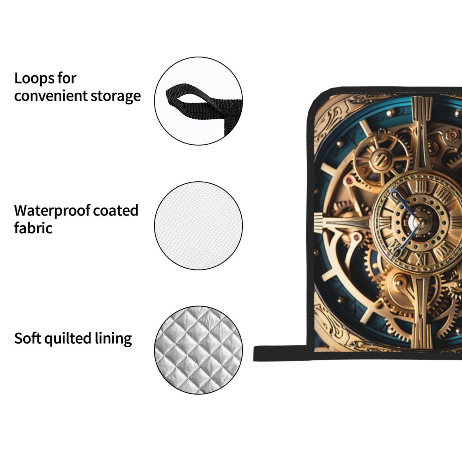 Steampunk Clockwork Wheels Art 4Pcs Oven Mitts and Pot Holders Sets Oven Kitchen Gloves Hot Pads for Cooking BBQ Baking Grilling