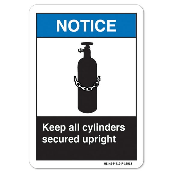 ANSI Notice Sign - Keep All Cylinders Secured Upright | Plastic Sign | Protect Your Business, Work Site, Warehouse osha safety sign |  Made in the USA