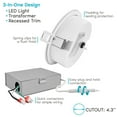 thumbnail image 3 of Luxrite 4 Inch Gimbal LED Recessed Lighting, 5 Color Selectable 2700K-5000K, 950 Lumens, Dimmable, 12W, Wet Rated, ETL Listed, 3 of 7