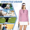 thumbnail image 6 of Uorisanigo Pink Polka Dots Women's Golf Shirt Size L Dry-Fit Soft Women's Long Sleeve Athletic Shirts Relaxed Versatile Quarter Zip Pullover for Workout Sports, 6 of 7