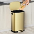 thumbnail image 2 of 13 Gallon Trash Can with Lid, 50L Fingerprint Proof Stainless Steel Kitchen Trash Can with Removable Inner Bucket and Lid Soft Close, Pedal Rubbish Bin for Home Office, Gold, 2 of 7