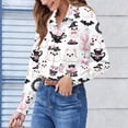 thumbnail image 7 of Womens Halloween Graphic Shirts Pumpkin Witch Print V Neck Tops | 2026 Casual Fall 3/4 Sleeve T Shirts,Funny Halloween Graphic Costume,Fall Festival Events,Halloween Party,Happy Halloween, 7 of 7