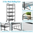 thumbnail image 5 of Costway 5 Tier Storage Rack Trolley Cart Home Kitchen Organizer Utility Baskets Black, 5 of 10