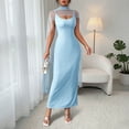 thumbnail image 2 of Levmjia Women's Casual Dress Round Neck Solid Color Polyester Elegant Suspender Home Wear elegant Comfortable Stretchy Soft Fabric vacation, 2 of 9