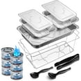 thumbnail image 2 of Diplastible Disposable Chafing Dish Buffet Set, Wire Racks Pans Lids Serving Spoons Forks Tongs, 2 of 7