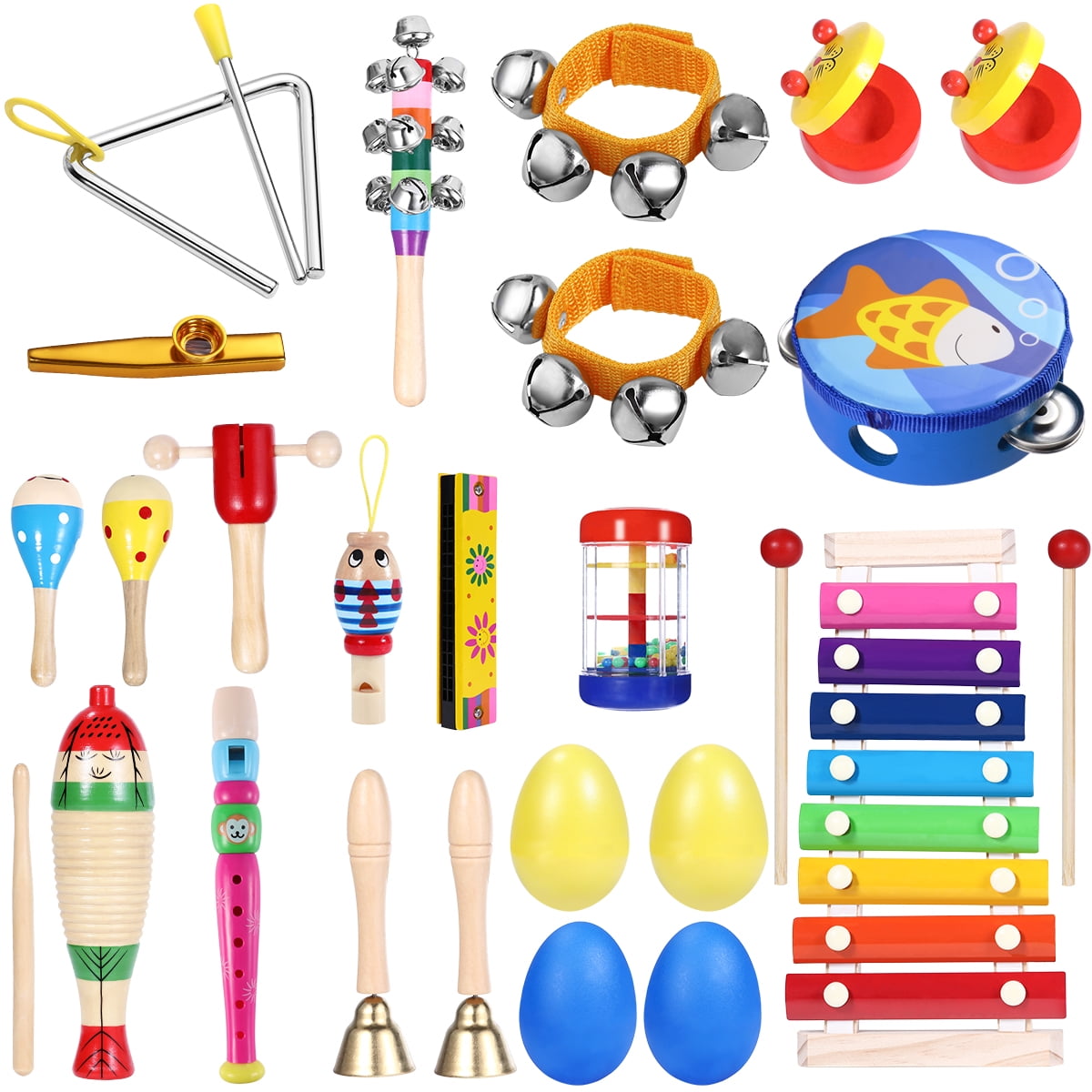 iBaseToy Percussion Set Kids Children Toddlers Musical Toys Band Rhythm