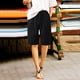 thumbnail image 1 of Puntoco pantalones cortos de verano para mujer, moda 2024, cintura elástica de verano para mujer con cordón, botones sólidos, pantalones casuales de cinco puntos, 1 of 6