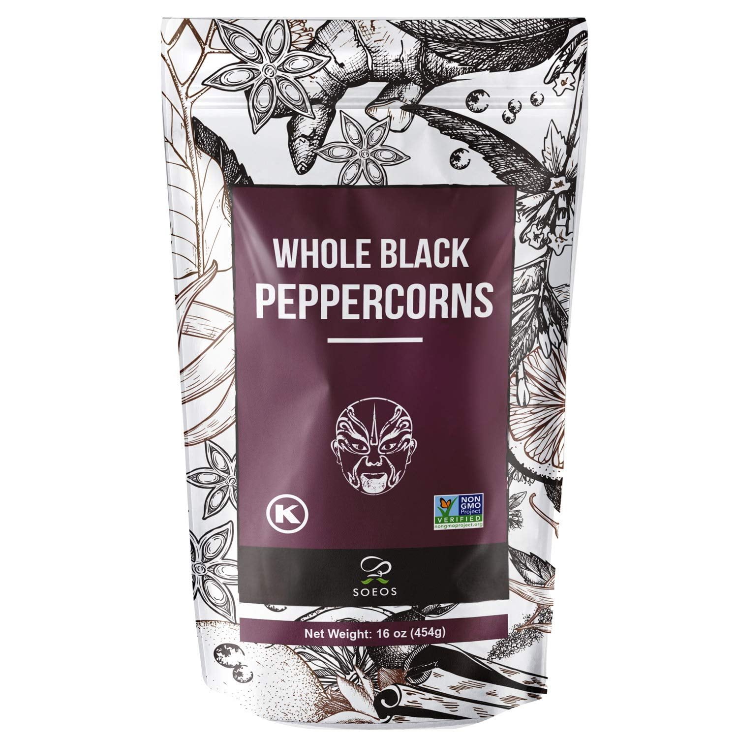 Soeos Whole Black Peppercorns 16 oz