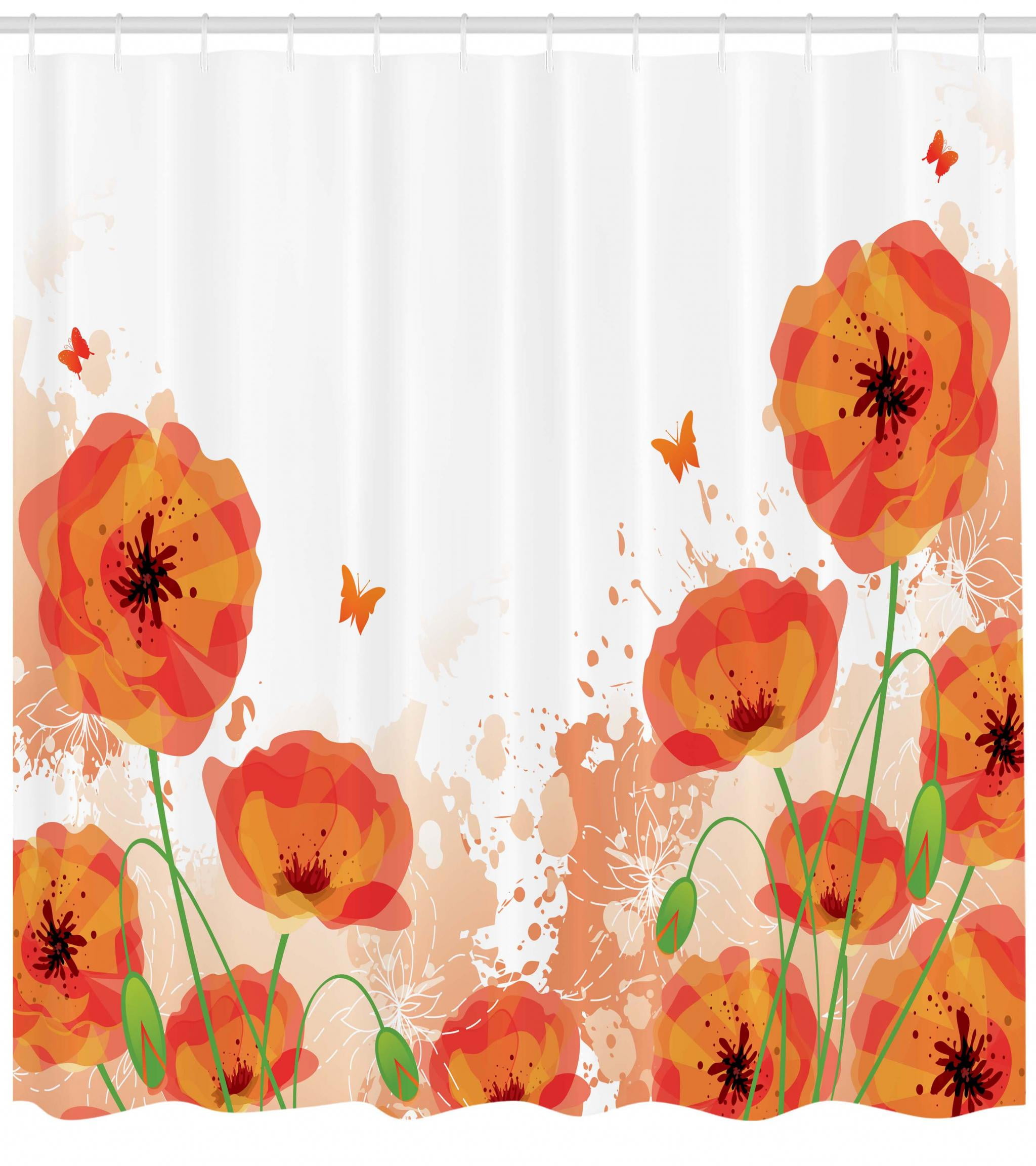 Poppy Shower Curtain, Digital Watercolors Design of Poppy Authentic
